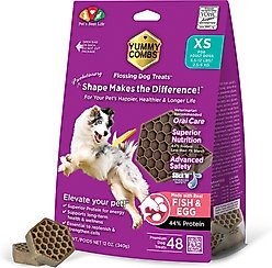 Yummy Combs Fish & Egg X-Small Dental Dog Treats, 12-oz bag, 48 count