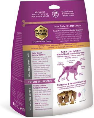 Show full view: Yummy Combs Ingenious Oral Care Flossing Large Breed Grain-Free Adult Dog Treats, 9 count slide 3 of 9
