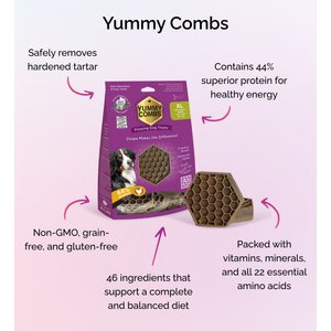 Yummy Combs Ingenious Oral Care Flossing Medium Breed Grain-Free Adult Dog Treats, 15 count