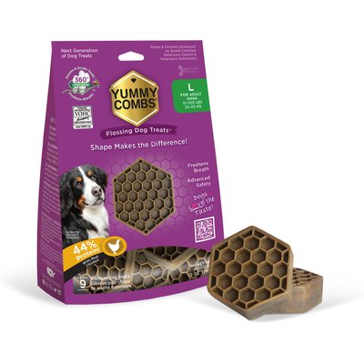 Yummy Combs Yummy Combs Ingenious Oral Care Flossing Large Breed Grain-Free Adult Dog Treats, 9 count