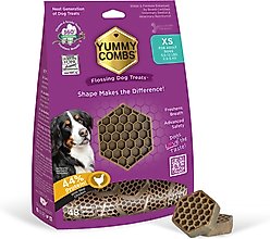 Yummy Combs Ingenious Oral Care Flossing X-Small Breed Grain-Free Adult Dog Treats, 48 count bag