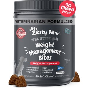 Zesty Paws Vet Strength Weight Management Bites Chicken Flavored Chew Supplement for Dogs, 90 count