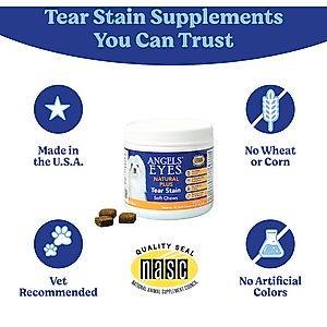 Angels' Eyes Natural Plus Chicken Flavored Soft Chews Tear Stain Supplement for Dogs & Cats, 6.35-oz bag, 90 count