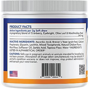 Angels' Eyes Natural Plus Chicken Flavored Soft Chews Tear Stain Supplement for Dogs & Cats, 6.35-oz bag, 90 count