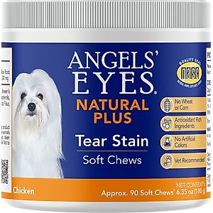 Angels' Eyes Natural Plus Chicken Flavored Soft Chews Tear Stain Supplement for Dogs & Cats, 6.35-oz bag, 90 count