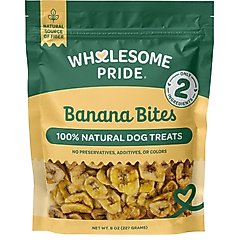 Wholesome Pride Pet Treats Banana Bites Dehydrated Dog Treats, 8-oz bag