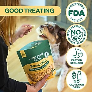 Wholesome Pride Pet Treats Banana Bites Dehydrated Dog Treats, 8-oz bag