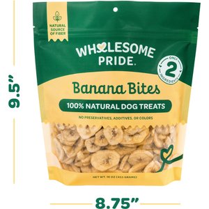 Wholesome Pride Pet Treats Banana Bites 100% All-Natural Limited Ingredient Dog Treats, 16-oz bag