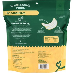 Wholesome Pride Pet Treats Banana Bites 100% All-Natural Limited Ingredient Dog Treats, 16-oz bag