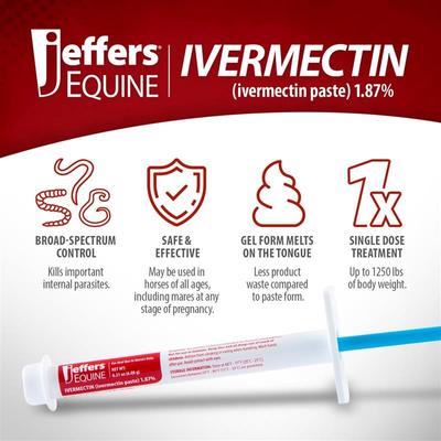 Show full view: Jeffers Ivermectin Horse Dewormer Gel, Apple Flavored, 1.87% slide 4 of 9