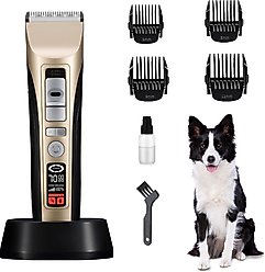 PATPET P950 Rechargeable Five-Level Speed Regulation Seat Pet Hair Grooming Clippers, Gold