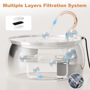 Casfuy PWS-143 Stainless Steel Cat & Dog Water Fountain with Swan-Neck Copper Spout, 135-oz