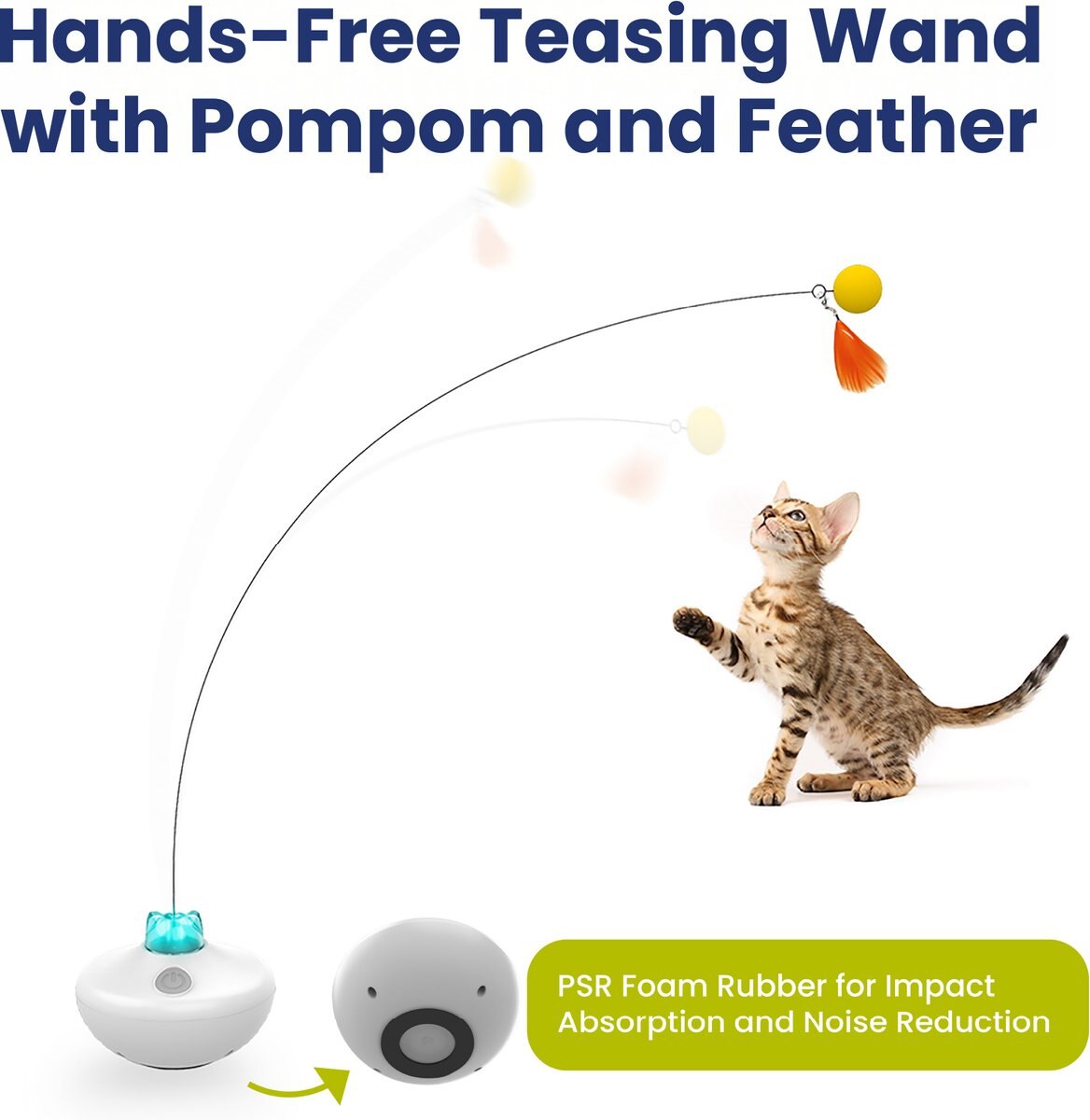 PawsPik Feather Tail Rechargeable Spinner Chasers Cat Toy, Orange