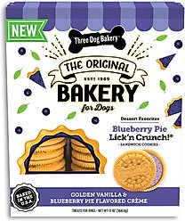 Three Dog Bakery Blueberry Pie Lick'n Crunch Cookie Dog Treats, 13-oz box