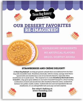 Show full view: Three Dog Bakery Strawberry Shortcake Lick'n Crunch Cookie Dog Treats, 13-oz box slide 3 of 6