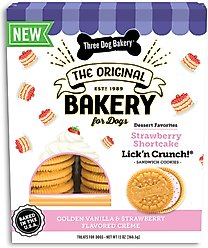 Three Dog Bakery Strawberry Shortcake Lick'n Crunch Cookie Dog Treats, 13-oz box