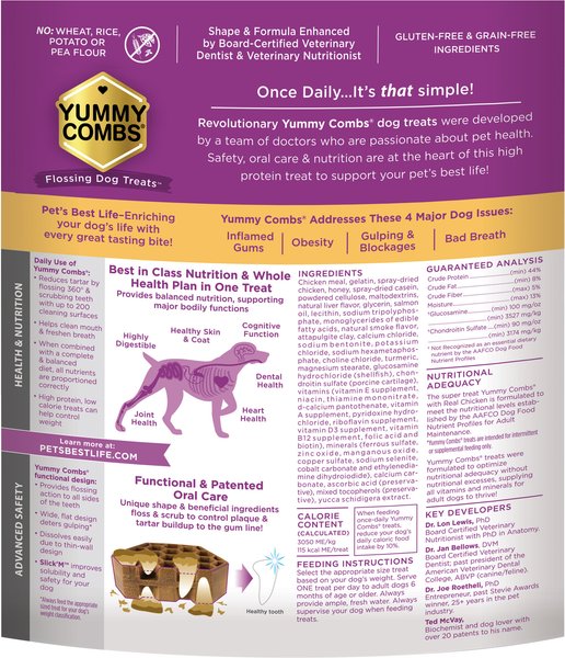 Yummy Combs Chicken Flossing Dental Dog Treats, Large, 18 count