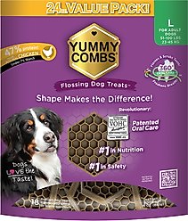 Yummy Combs Chicken Flossing Dental Dog Treats, Large, 18 count