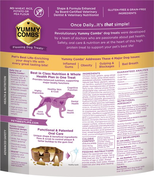 Yummy Combs Chicken Flossing Dental Dog Treats, Small, 42 count