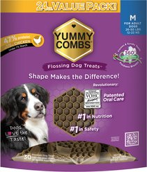 Yummy Combs Chicken Flossing Dental Dog Treats, Medium, 30 count