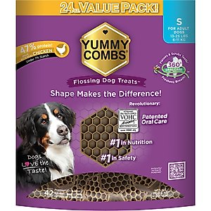 Yummy Combs Chicken Flossing Dental Dog Treats, Small, 42 count