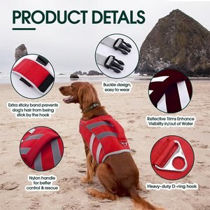 Kuoser Dog Lifejacket, Red, Medium