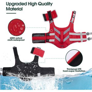 Kuoser Dog Lifejacket, Red, Medium