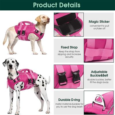 Show full view: Kuoser Dog Life Jacket, RoseRed, Medium slide 3 of 9