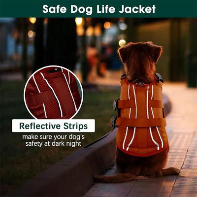 Kuoser Double Handle Dog Life Jacket, Yellow, Large