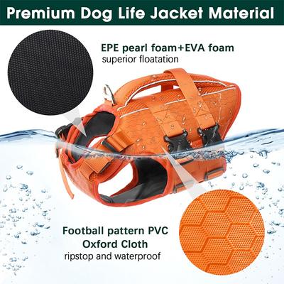 Kuoser Double Handle Dog Life Jacket, Yellow, Large
