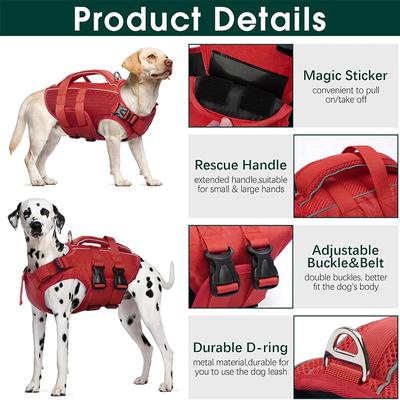 Show full view: Kuoser Dog Life Jacket, Red, X-Small slide 3 of 8