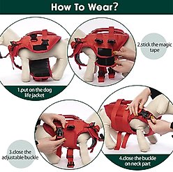 Kuoser Double Handle Dog Life Jacket, Red, Small slide 2 of 7