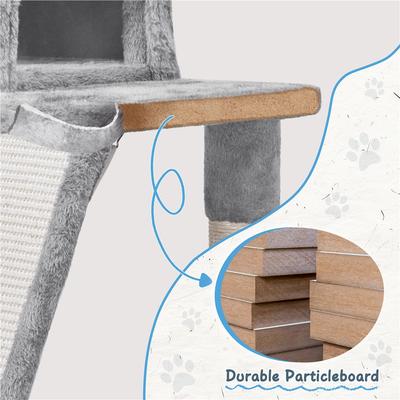 Show full view: Yaheetech 40-in Cat Tower with Condo, Light Gray slide 7 of 10