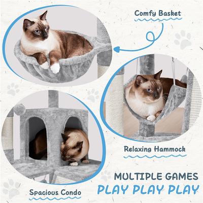 Show full view: Yaheetech 40-in Cat Tower with Condo, Light Gray slide 5 of 10