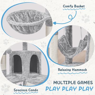 Show full view: Yaheetech 40-in Cat Tower with Condo, Light Gray slide 6 of 10