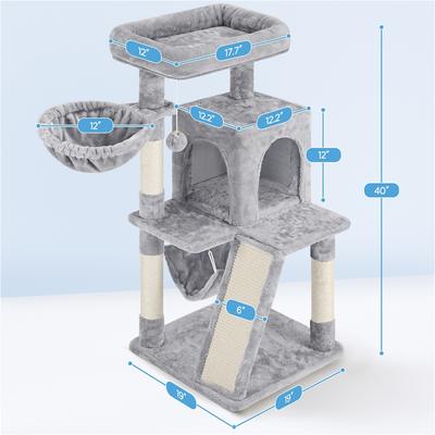 Show full view: Yaheetech 40-in Cat Tower with Condo, Light Gray slide 4 of 10