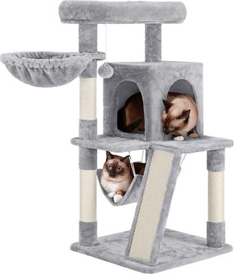 Show full view: Yaheetech 40-in Cat Tower with Condo, Light Gray slide 3 of 10