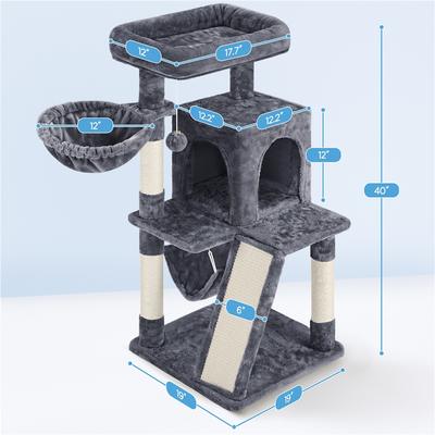 Show full view: Yaheetech 40-in Cat Tower with Condo, Dark Gray slide 3 of 9