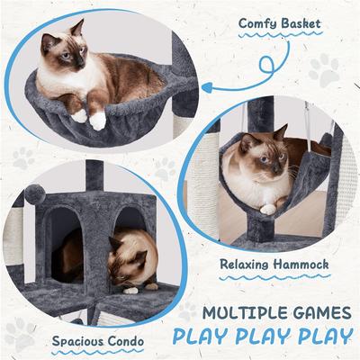 Show full view: Yaheetech 40-in Cat Tower with Condo, Dark Gray slide 4 of 9