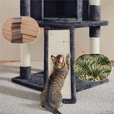 Show full view: Yaheetech 42-in Plush Cat Tree with Perch & Condo, Dark Gray slide 4 of 5
