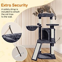 Yaheetech 42-in Plush Cat Tree with Perch & Condo, Dark Gray slide 2 of 5