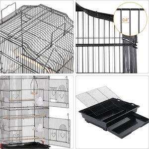 Yaheetech 41-in Open Top Metal Birdcage Parrot Cage, Black