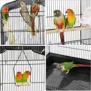 Yaheetech 41-in Open Top Metal Birdcage Parrot Cage, Black