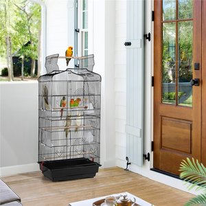 Yaheetech 41-in Open Top Metal Birdcage Parrot Cage, Black