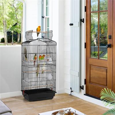 Show full view: Yaheetech 41-in Open Top Metal Birdcage Parrot Cage, Black slide 2 of 10