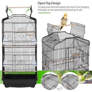 Yaheetech 41-in Open Top Metal Birdcage Parrot Cage, Black