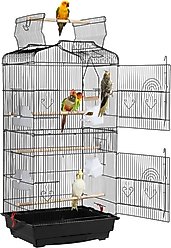 Yaheetech 41-in Open Top Metal Birdcage Parrot Cage, Black