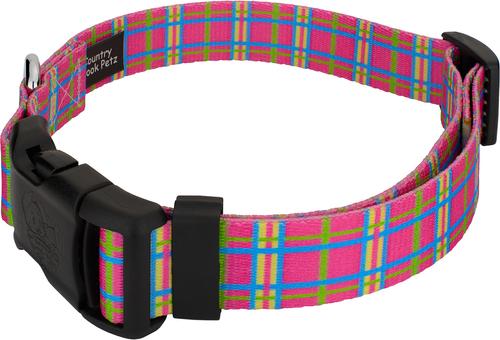 Show full view: Country Brook Design Deluxe Plaid Dog Collar, Pink, XX-Small slide 3 of 5