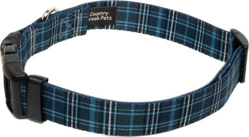 Show full view: Country Brook Design Deluxe Plaid Dog Collar, Blue, X-Large slide 3 of 5
