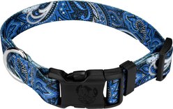 Country Brook Design Deluxe Paisley Dog Collar, Blue, Medium